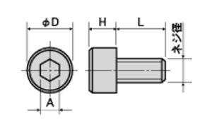 PPS(樹脂製) 六角穴付きボルト(キャップスクリュー)(PSC-0000)(うす茶)の寸法図