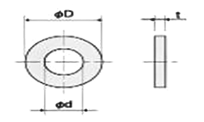 PPS(ポリフェニレンサルファイド) 丸型平座金 (丸ワッシャー) PSW-0000-00 (うす茶)の寸法図