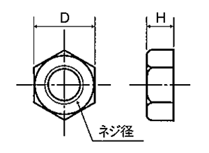 PVDF(樹脂製) 六角ナット / PVNT-00 (白色不透明)の寸法図