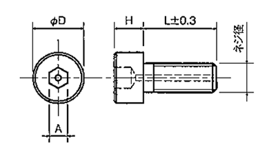 セラミックス エアー抜き 六角穴付ボルト RAC-0000 (白色)の寸法図