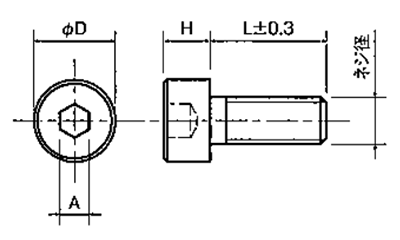 アルミナ セラミックス 六角穴付きボルト(キャップスクリュー) RAC-0000N (白色)の寸法図