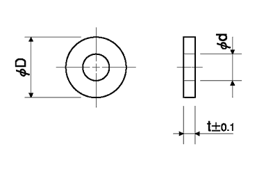 セラミック 平座金 (ワッシャー)(RR)の寸法図