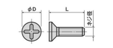 レニー(高強度ナイロン)(+)皿頭小ねじ (RYF-0000B)(黒色)の寸法図