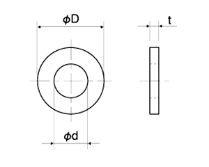 シリコンゴム セットワッシャー(座金組込ねじ用)(丸型平座金)WSIS-0000-00 (半透明)の寸法図