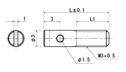 ステンレス ばねポスト(丸型・穴タイプ)(SPR-H)(引張コイルばね支柱用)の寸法図