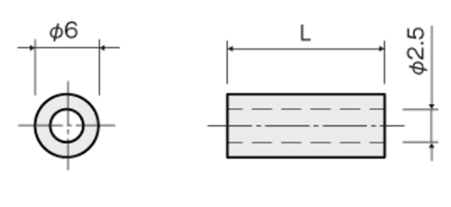 ジュラコン(POM) タッピンネジ用スペーサー(丸型)/TCR (乳白色)の寸法図