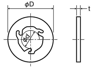 テフロン(PTFE・樹脂製)セットワッシャー(座金組込ねじ用) TTSの寸法図