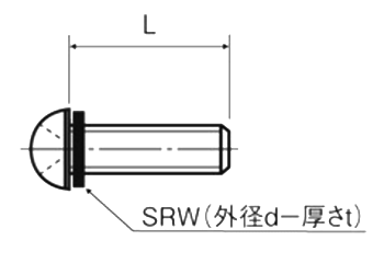 ステンレス (+) ナベ頭セムス小ねじ (シリコンゴムワッシャー(SRW) 半透明 組込)(U-SR)の寸法図