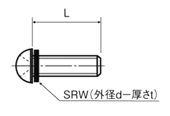 ステンレス SUS316L(A4)(+)ナベ頭セムス小ねじ (シリコンゴムワッシャー(SRW) 半透明 組込)(UM-SR)の寸法図
