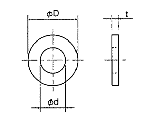 PVC(ポリ塩化ビニル) 丸型平座金 (丸ワッシャー) VCW-0000-00S (透明)の寸法図