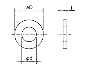 低クリープ(PTFE)丸型平座金 (丸ワッシャー) VV-0000-00 (うす茶)の寸法図
