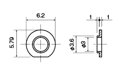 PBT(ジュラネックス) ブッシュ(成型品) / Z-SM (灰白色)の寸法図