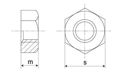 鉄 六角ナット(1種)(切削品)(国産)の寸法図