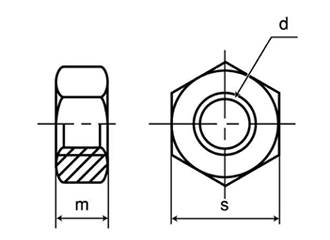 鉄 六角ナット(2種)(極細目)の寸法図