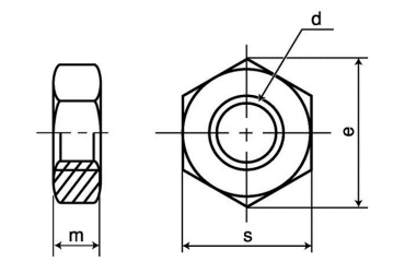 鉄 六角ナット (3種)(左ねじ)(細目)その他サイズの寸法図