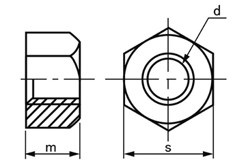 鉄 10割六角ナット(1種)(その他細目)の寸法図