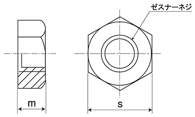 鉄 ゼスナーナット(工事現場用組立スピードナット) (ミリネジ)の寸法図