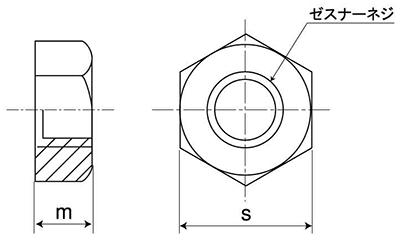 鉄 ゼスナーナット(工事現場用組立スピードナット) (インチ・ウイット)の寸法図