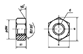 黄銅(カドミレス) 六角ナット(2種)(切削)の寸法図