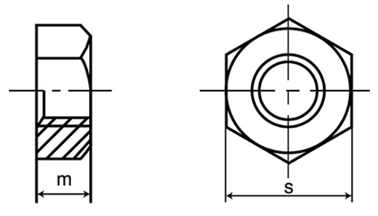 ステンレス 六角ナット 1種(切削)(細目)の寸法図