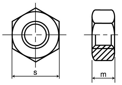 ステンレス 六角ナット(UNCユニファイ並目ねじ)の寸法図