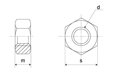 ステンレス 六角ナット (両面取り)(その他極細径サイズ)(ミリネジ)の寸法図