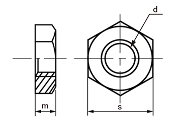 ステンレス 薄型六角ナット片面取品 (その他細目)の寸法図