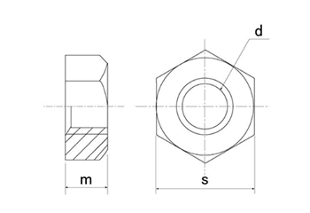ステンレス 六角ナット(1種)熱間鍛造(浜中製)の寸法図