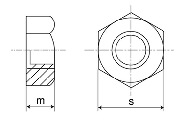 ステンレス 六角ナット(1種)(ミリネジ)(切削)(亀谷製)の寸法図