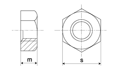 鋼 S45C(H)六角ナット(1種)(切削品)(極細目)の寸法図