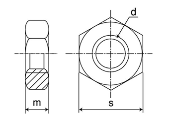 鋼 S45C(H)六角ナット(3種)(インチ・ウイット)の寸法図