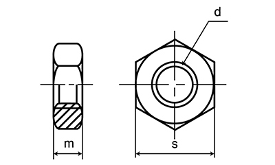 鋼 S45C(H)六角ナット(3種)(その他細目)の寸法図