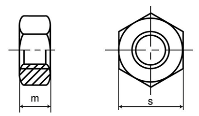鋼 S45C(H)六角ナット 小形(2種)(細目)の寸法図