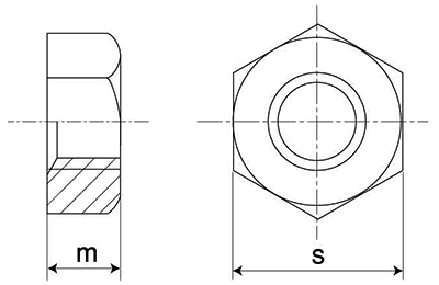 鋼 SCM435(H)(クロモリ) 六角切削ナット(1種)の寸法図