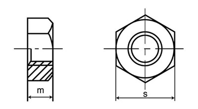 鋼 SCM435(H)(クロモリ) 六角ナット(1種)(熱間切削品)(細目)の寸法図