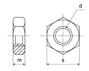 鋼 SCM435(H)(クロモリ) 六角ナット(3種)切削品(その他細目)の寸法図