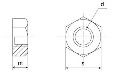 ステンレス SUS316 10割六角ナット(1種)(インチ・ウイット)の寸法図