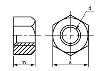 ステンレス SUS316 10割六角ナット(1種)(その他細目)の寸法図