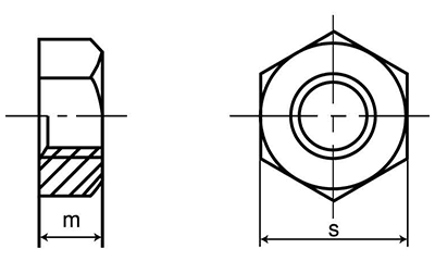 ステンレス SUS316L(A4) 六角ナット (1種)(細目)の寸法図