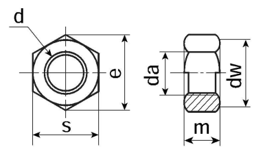 ステンレス 高強度8.8 六角ナット(1種)(BUMAX)の寸法図