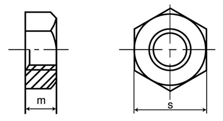 ステンレス SUS403 六角ナット(1種)(細目)(切削品)の寸法図