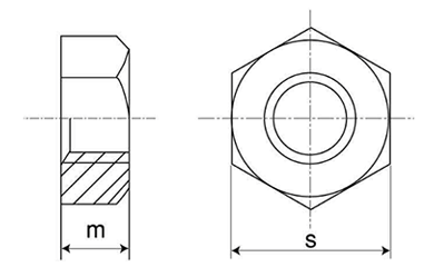 ステンレス SUS403 六角ナット (1種)(その他細目)(切削品)の寸法図