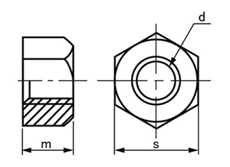 ステンレス SUS403(A) 10割六角ナット (1種)(細目)の寸法図