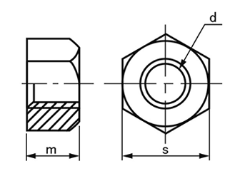 ステンレス SUS403(A) 10割六角ナット (1種)(その他細目)の寸法図