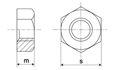 ステンレス SUS430(A) 六角ナット(1種)(切削品)(ミリネジ)の寸法図
