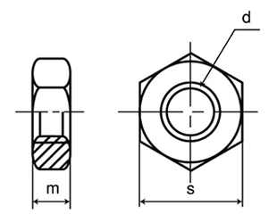鉄SS400 六角ナット(3種)(切削品)(その他細目)の寸法図