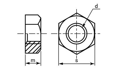 鉄 SS400 六角ナット(1種)(ユニタイト品)の寸法図