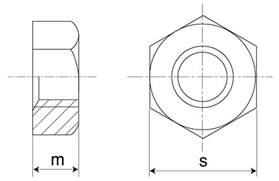 ステンレス SUS317L 六角ナット(1種)(切削)(耐酸性)の寸法図