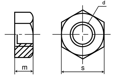 ニッケル合金 ALLOY601 六角ナット(1種)(高耐熱、高耐食)の寸法図