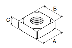 鉄 NIC 四角ナット シルバー色(NSM) (アルミフレーム用)の寸法図